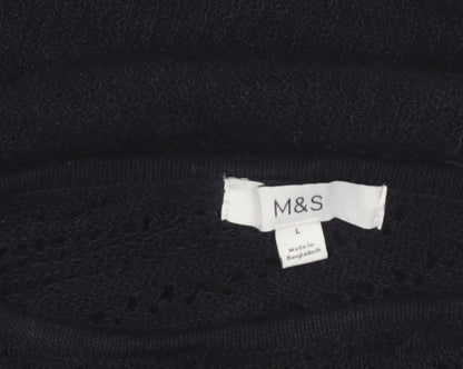 Marks and Spencer Women Black L Crochet Knit Sheath Dress