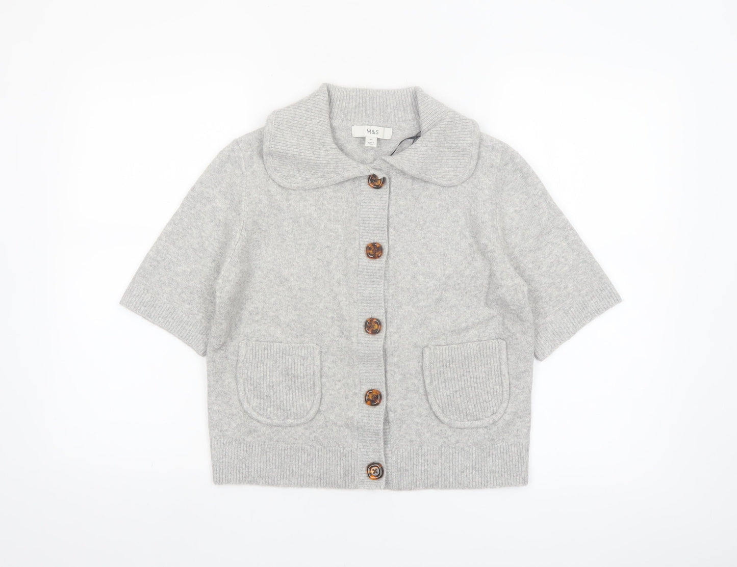 Marks and Spencer Women’s Grey Collared Knit Cardigan XS