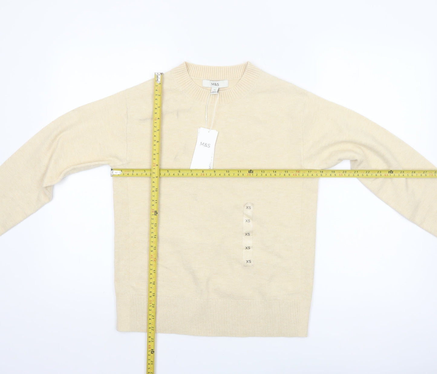 Marks and Spencer Women’s Beige XS Crew Neck Pullover Jumper