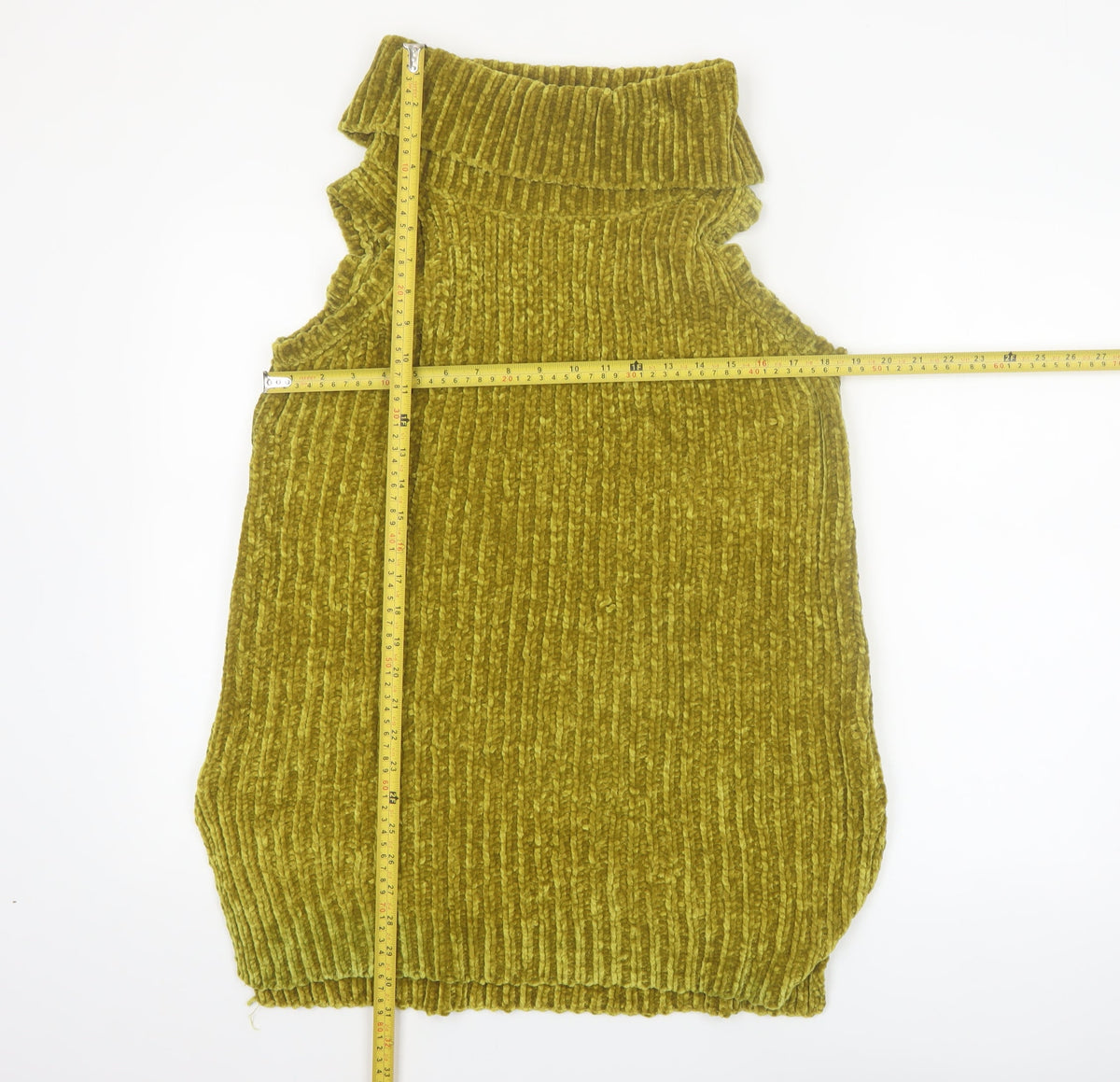 F&F Women Green Sleeveless Roll Neck Chunky Knit Jumper Size 12