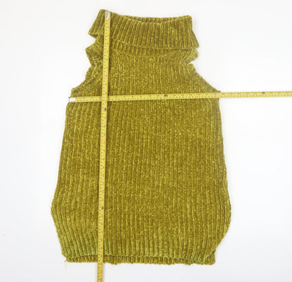 F&F Women Green Sleeveless Roll Neck Chunky Knit Jumper Size 12