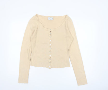 Etam Women’s Beige Cotton Slim Fit Button Cardigan Size 16
