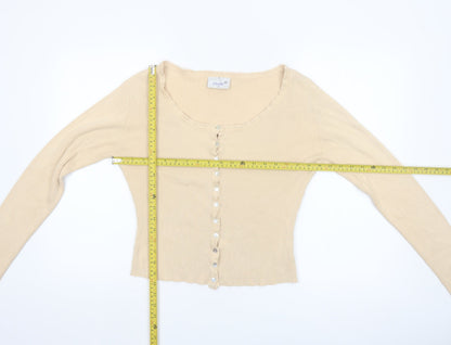 Etam Women’s Beige Cotton Slim Fit Button Cardigan Size 16