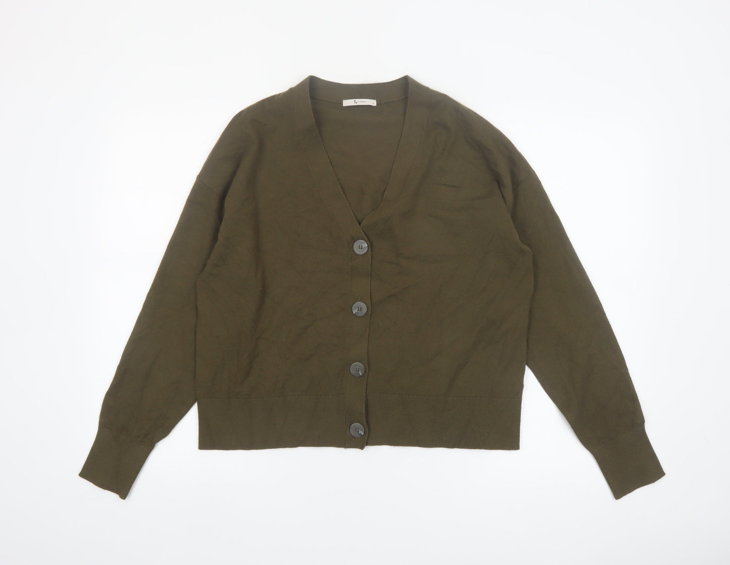 Tu Women’s Green V-Neck Cardigan Size 14 Long Sleeve Knit