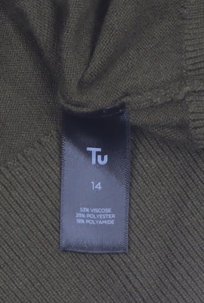 Tu Women’s Green V-Neck Cardigan Size 14 Long Sleeve Knit