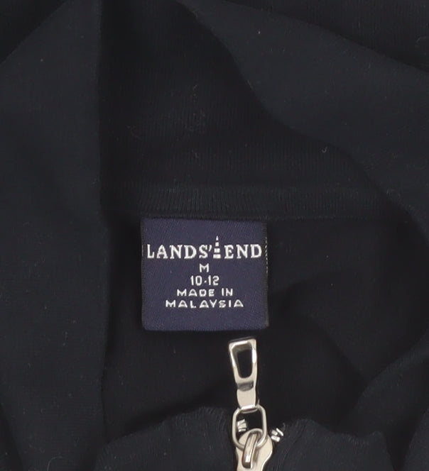 Lands' End Women's Black 1/2 Zip Fleece Sweatshirt Size M 10-12