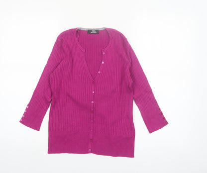 Marks and Spencer Women’s Pink Ribbed V-Neck Cardigan Size 14