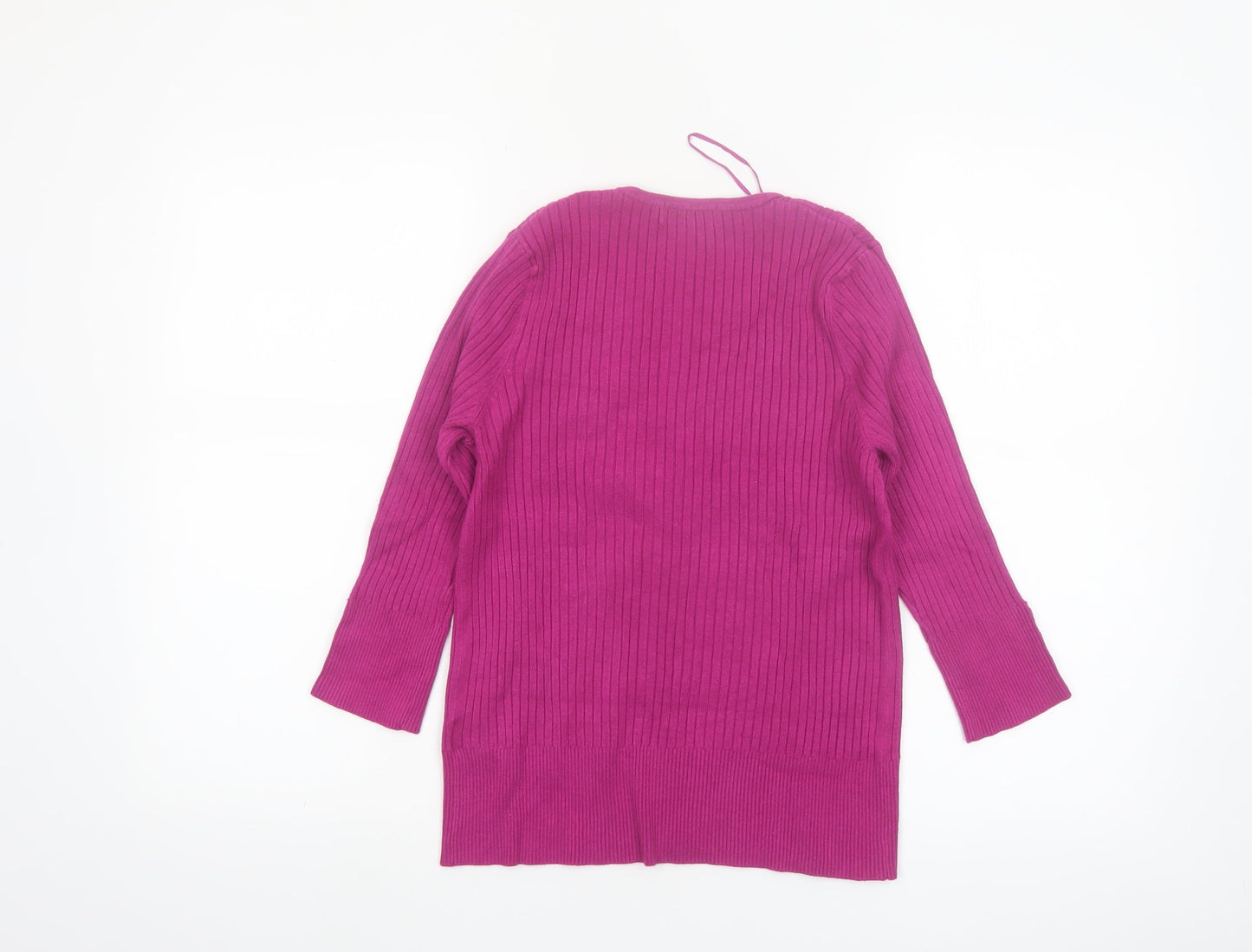 Marks and Spencer Women’s Pink Ribbed V-Neck Cardigan Size 14