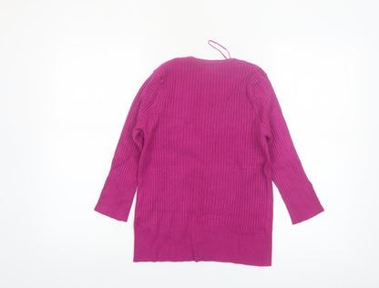 Marks and Spencer Women’s Pink Ribbed V-Neck Cardigan Size 14