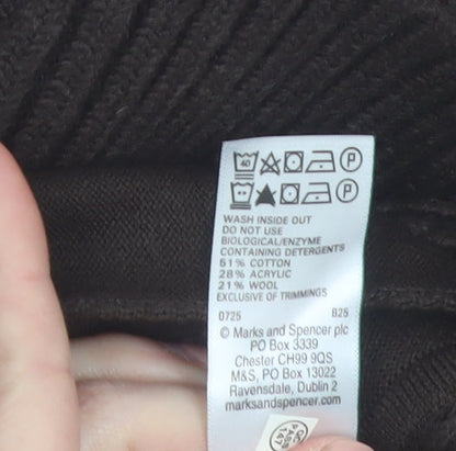 Marks and Spencer Per Una Brown Cable-Knit Full Zip Wool Blend Jumper Size 12