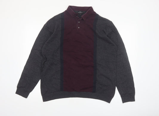 Next Men’s Grey Collared Pullover Jumper XL Cotton Knit