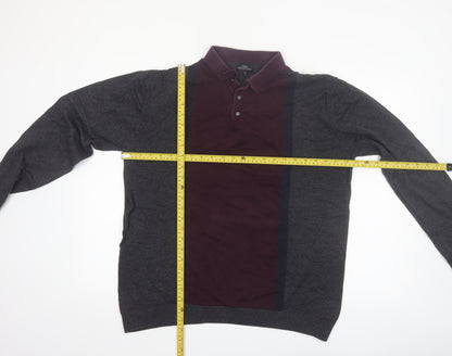 Next Men’s Grey Collared Pullover Jumper XL Cotton Knit