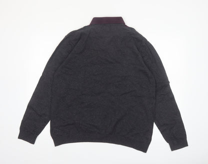 Next Men’s Grey Collared Pullover Jumper XL Cotton Knit