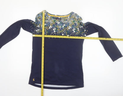 Joules Womens Navy Floral Jersey Long Sleeve Cotton Top UK 8