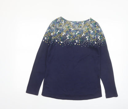 Joules Womens Navy Floral Jersey Long Sleeve Cotton Top UK 8