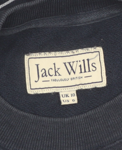 Jack Wills Womens Navy Blue Cotton Crew Neck Pullover Sweatshirt UK 10