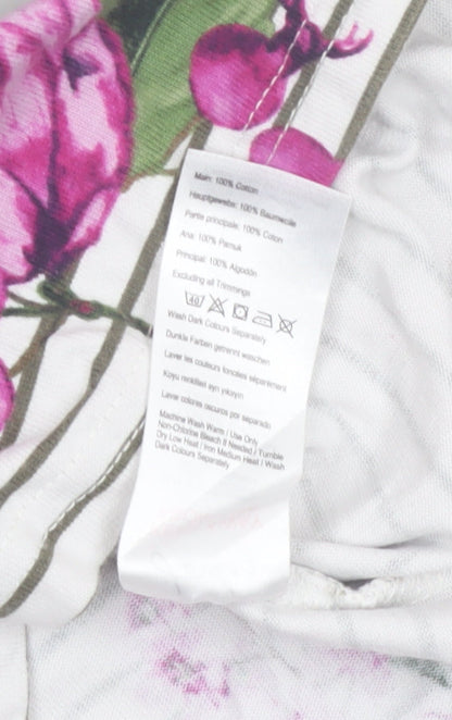 Joules Women’s White Floral Striped Long Sleeve Cotton T-Shirt Size 8