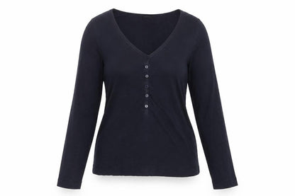 Hush Womens Blue Long Sleeve V-Neck Button-Up Top XS