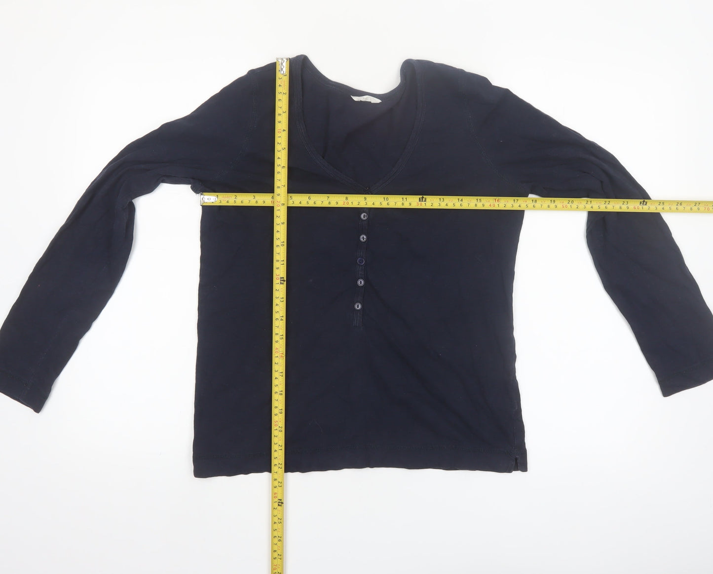 Hush Womens Blue Long Sleeve V-Neck Button-Up Top XS