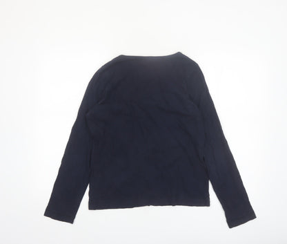 Hush Womens Blue Long Sleeve V-Neck Button-Up Top XS