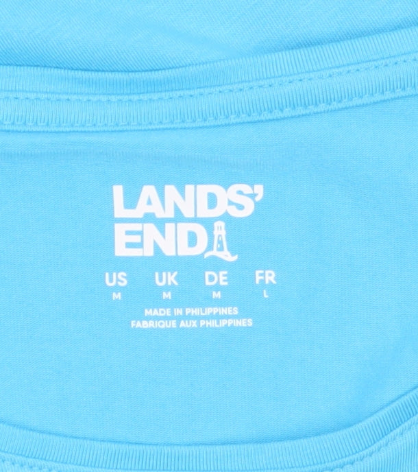 Lands' End Women's Blue Long Sleeve Cotton Blend Jersey T-Shirt M