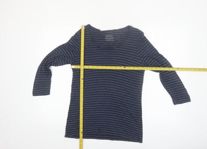 FatFace Womens Blue Striped 3/4 Sleeve Scoop Neck T-Shirt Size 12