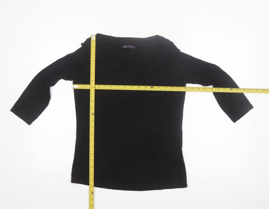 Marks and Spencer Womens Black 3/4 Sleeve Boat Neck Jersey Top Size 10