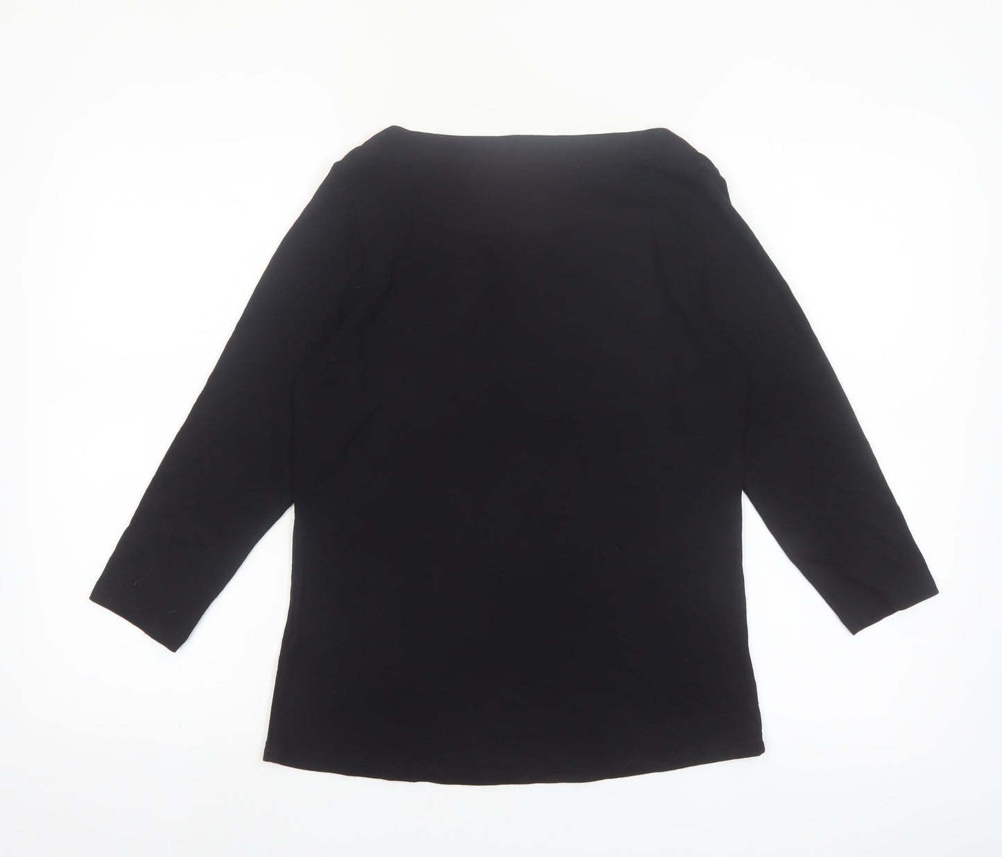 Marks and Spencer Womens Black 3/4 Sleeve Boat Neck Jersey Top Size 10
