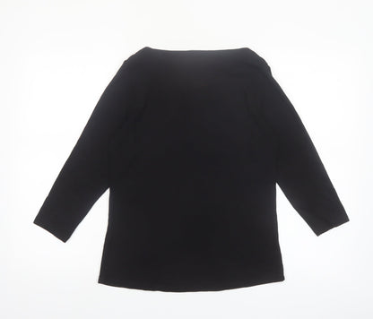 Marks and Spencer Womens Black 3/4 Sleeve Boat Neck Jersey Top Size 10