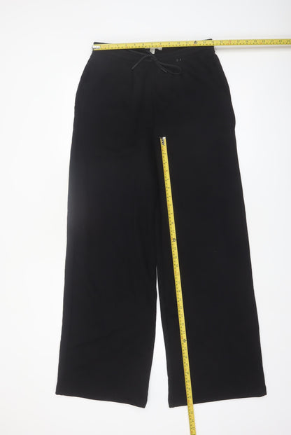 Marks and Spencer Women's Black Size 10 Tall Wide-Leg Cotton Blend Sweatpants