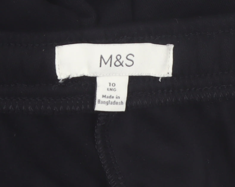 Marks and Spencer Women's Black Size 10 Tall Wide-Leg Cotton Blend Sweatpants