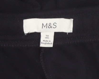 Marks and Spencer Women's Black Size 10 Tall Wide-Leg Cotton Blend Sweatpants