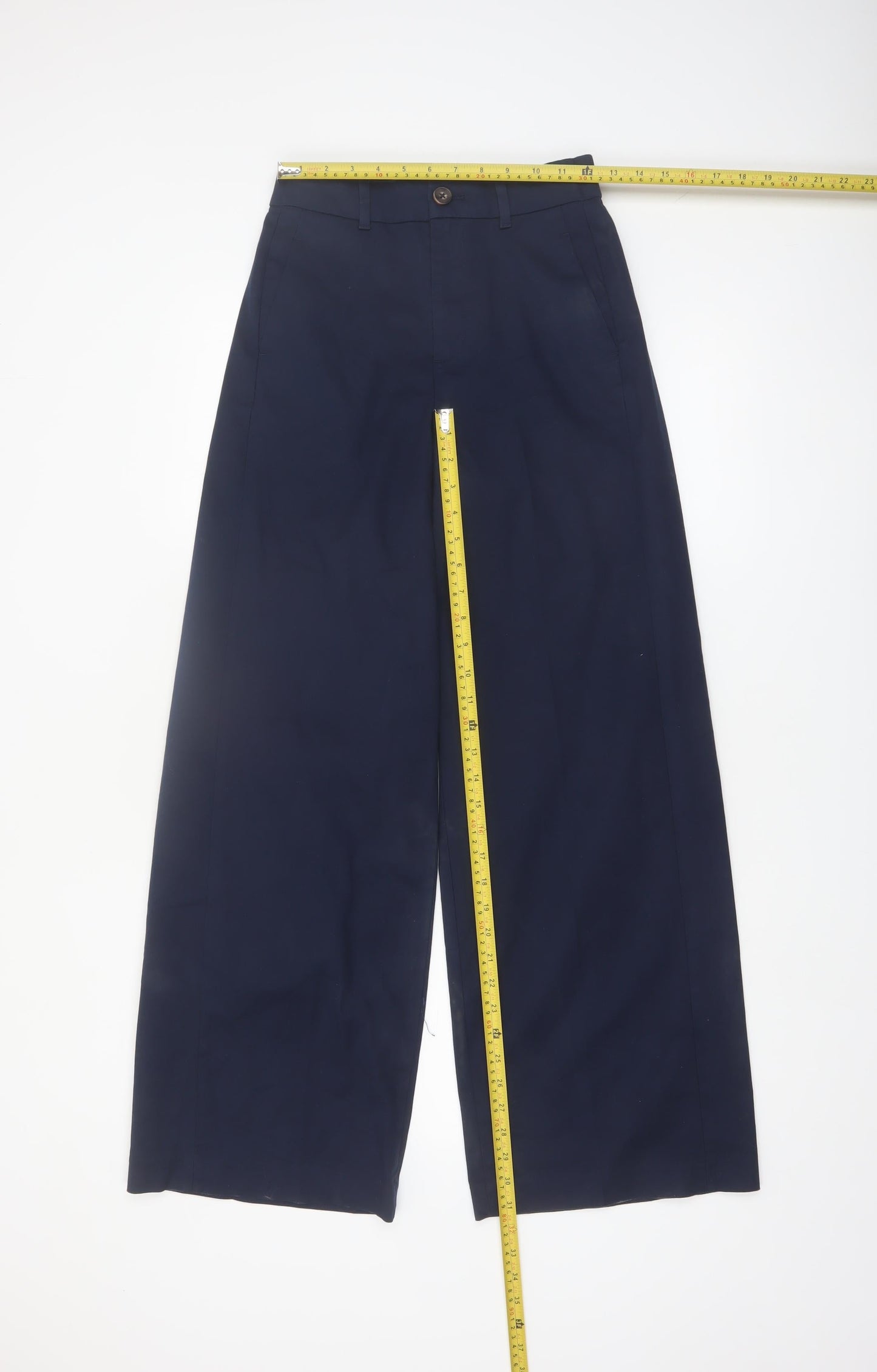Marks and Spencer Womens Blue Size 6 Wide-Leg Trousers