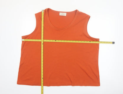 Ann Harvey Womens Orange Cotton Blend Tank Top Size 28 Plus