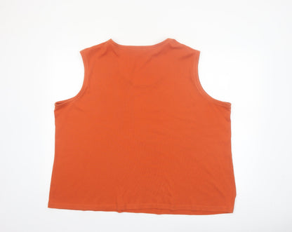 Ann Harvey Womens Orange Cotton Blend Tank Top Size 28 Plus