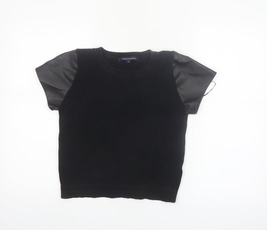 French Connection Women's Black Short Sleeve Cotton Blend Top M