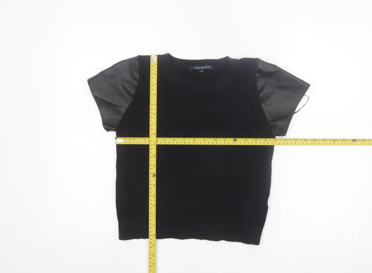 French Connection Women's Black Short Sleeve Cotton Blend Top M