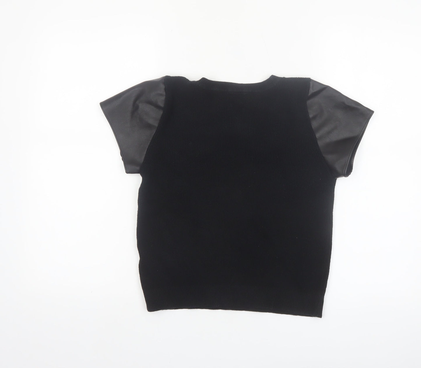 French Connection Women's Black Short Sleeve Cotton Blend Top M
