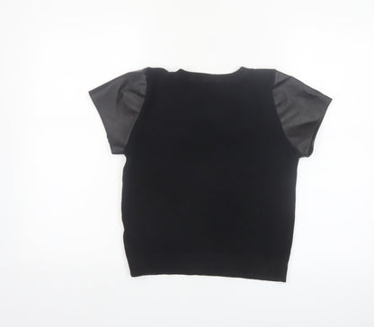 French Connection Women's Black Short Sleeve Cotton Blend Top M