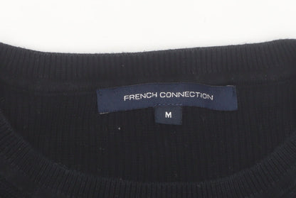 French Connection Women's Black Short Sleeve Cotton Blend Top M