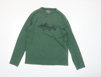 Mountain Warehouse Men’s Green Long Sleeve Organic Cotton Graphic Top Size M