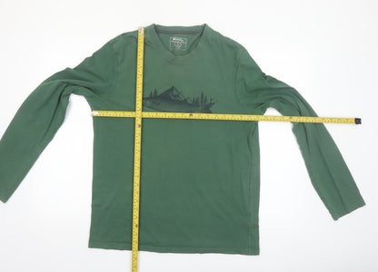 Mountain Warehouse Men’s Green Long Sleeve Organic Cotton Graphic Top Size M