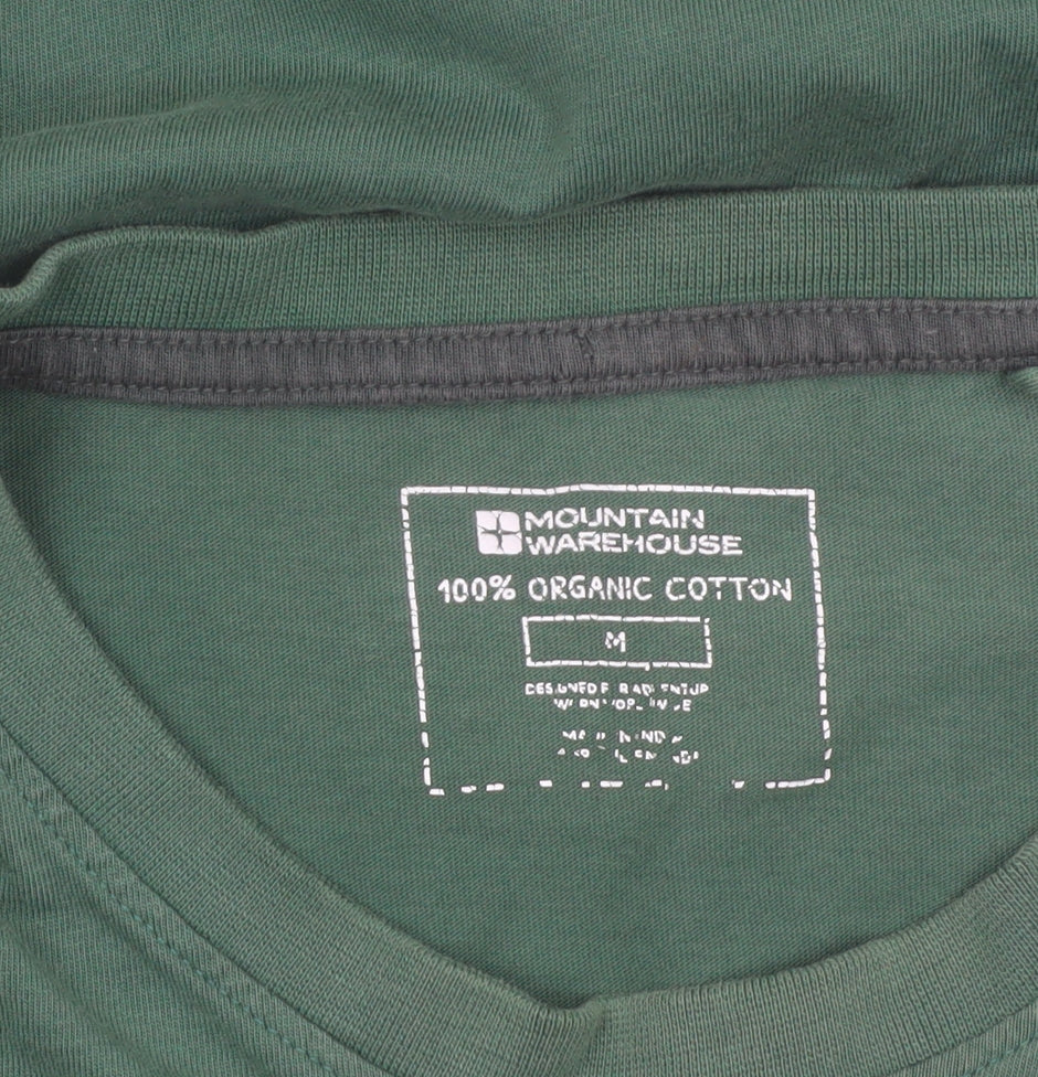 Mountain Warehouse Men’s Green Long Sleeve Organic Cotton Graphic Top Size M