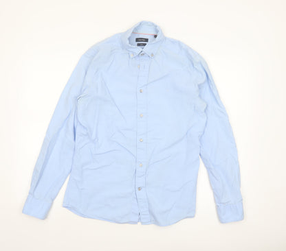 Calvin Klein Men's Blue Slim Fit Button-Down Shirt Size S