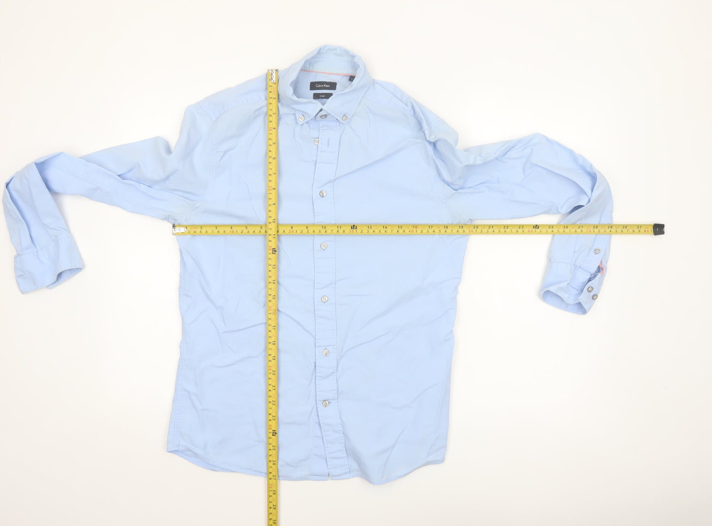 Calvin Klein Men's Blue Slim Fit Button-Down Shirt Size S