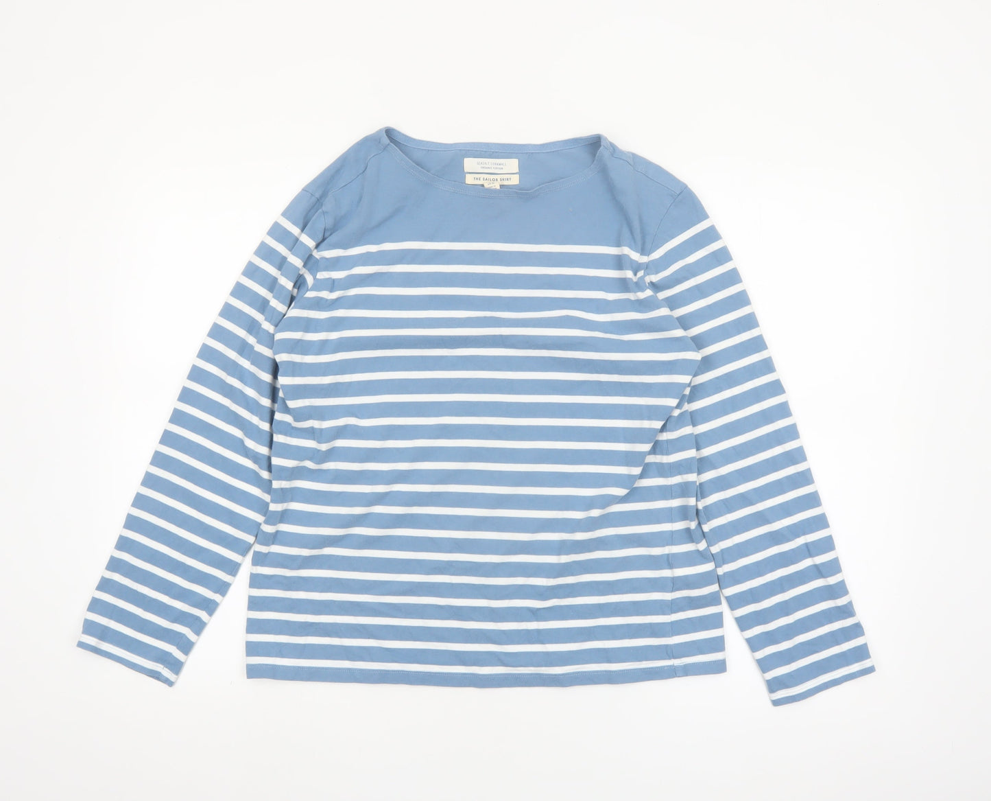 Seasalt Cornwall Women Blue Striped Organic Cotton Sailor Shirt UK 14