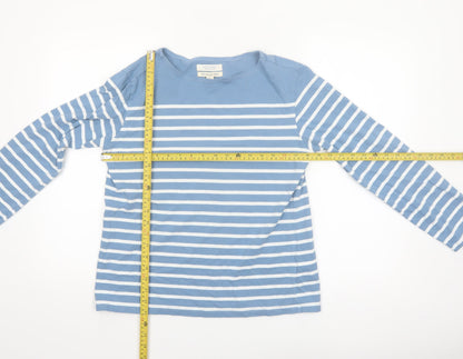 Seasalt Cornwall Women Blue Striped Organic Cotton Sailor Shirt UK 14