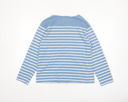 Seasalt Cornwall Women Blue Striped Organic Cotton Sailor Shirt UK 14