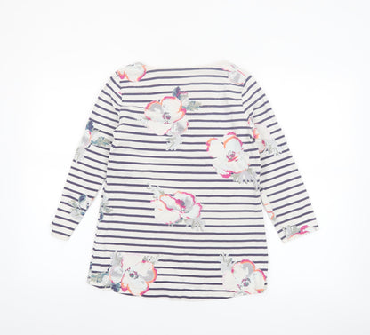 Joules Women's Multicoloured Floral Striped 3/4 Sleeve Cotton Top Size 10
