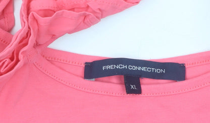 French Connection Women Pink Sleeveless Ruffle Strap Tank Top XL
